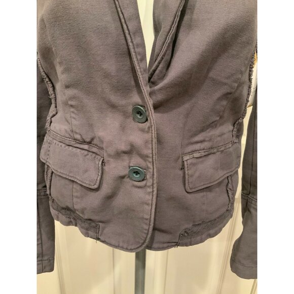 Hei Hei Anthropologie Gray Double Button Blazer W/ Plaid Rear Panel, Size 2 (US) - Picture 3 of 10